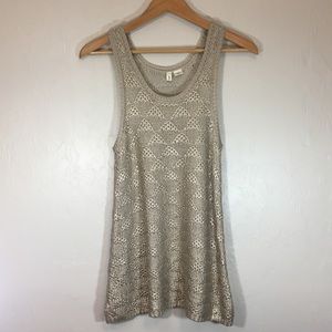 ANTHROPOLOGIE Sana Sweater Metallic Gold Top
